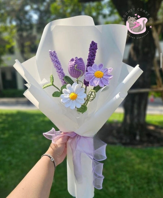 Daisy, tulip, lavender bouquet
