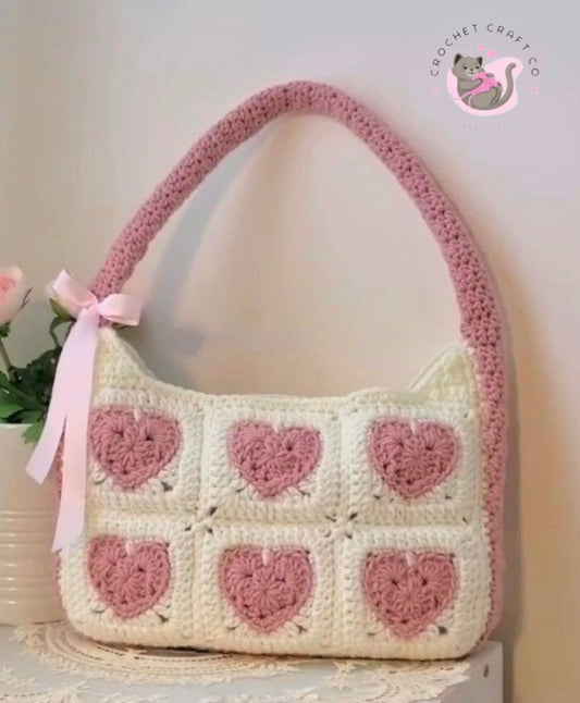 Hearts patchwork shoulder bag