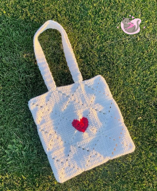 Tote bag with a center heart