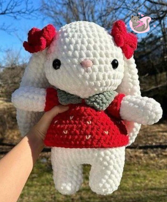Bunny in strawberry outfit